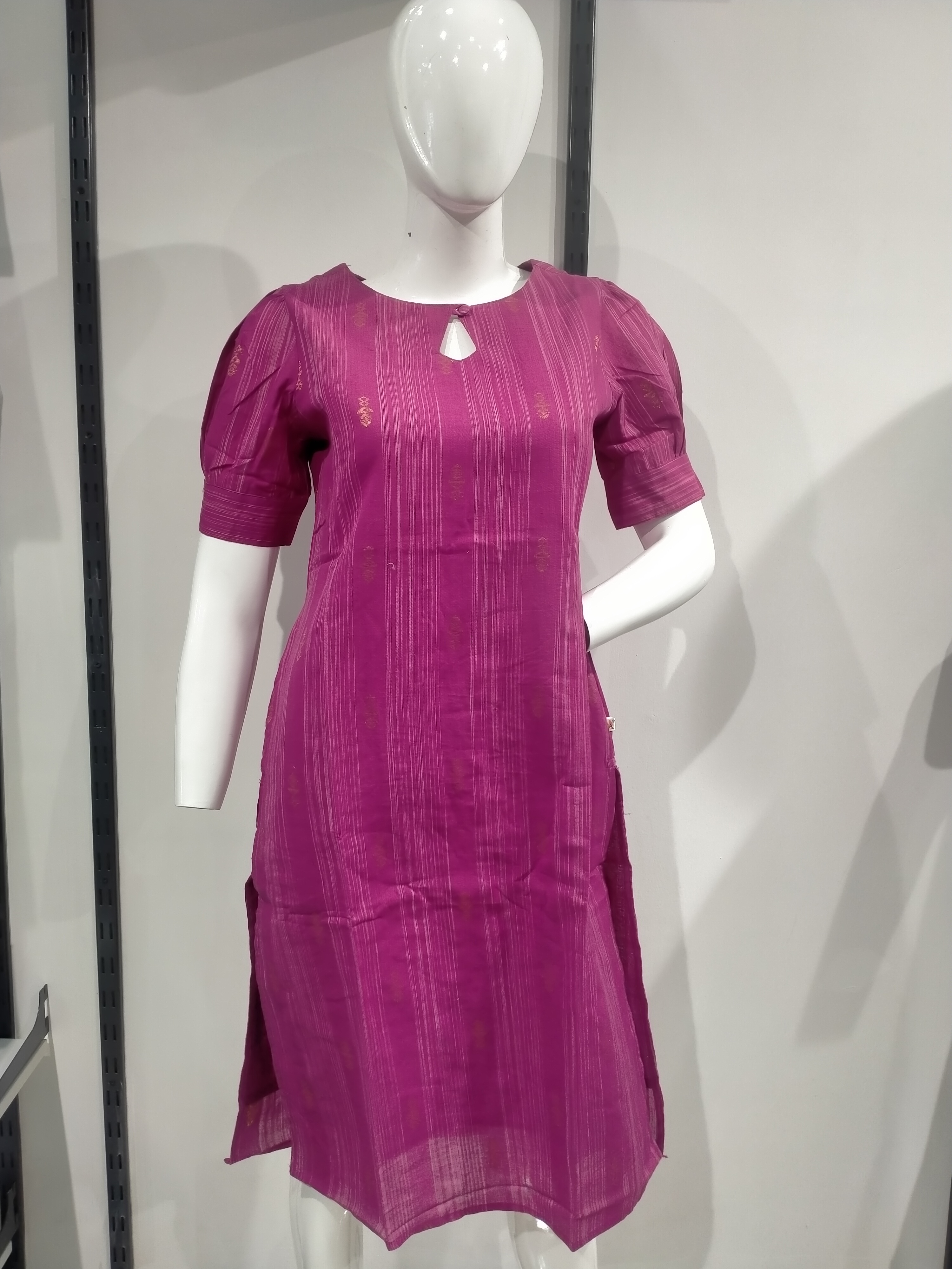 Aarohi Magenta Striped Gold Motif Kurta Set
