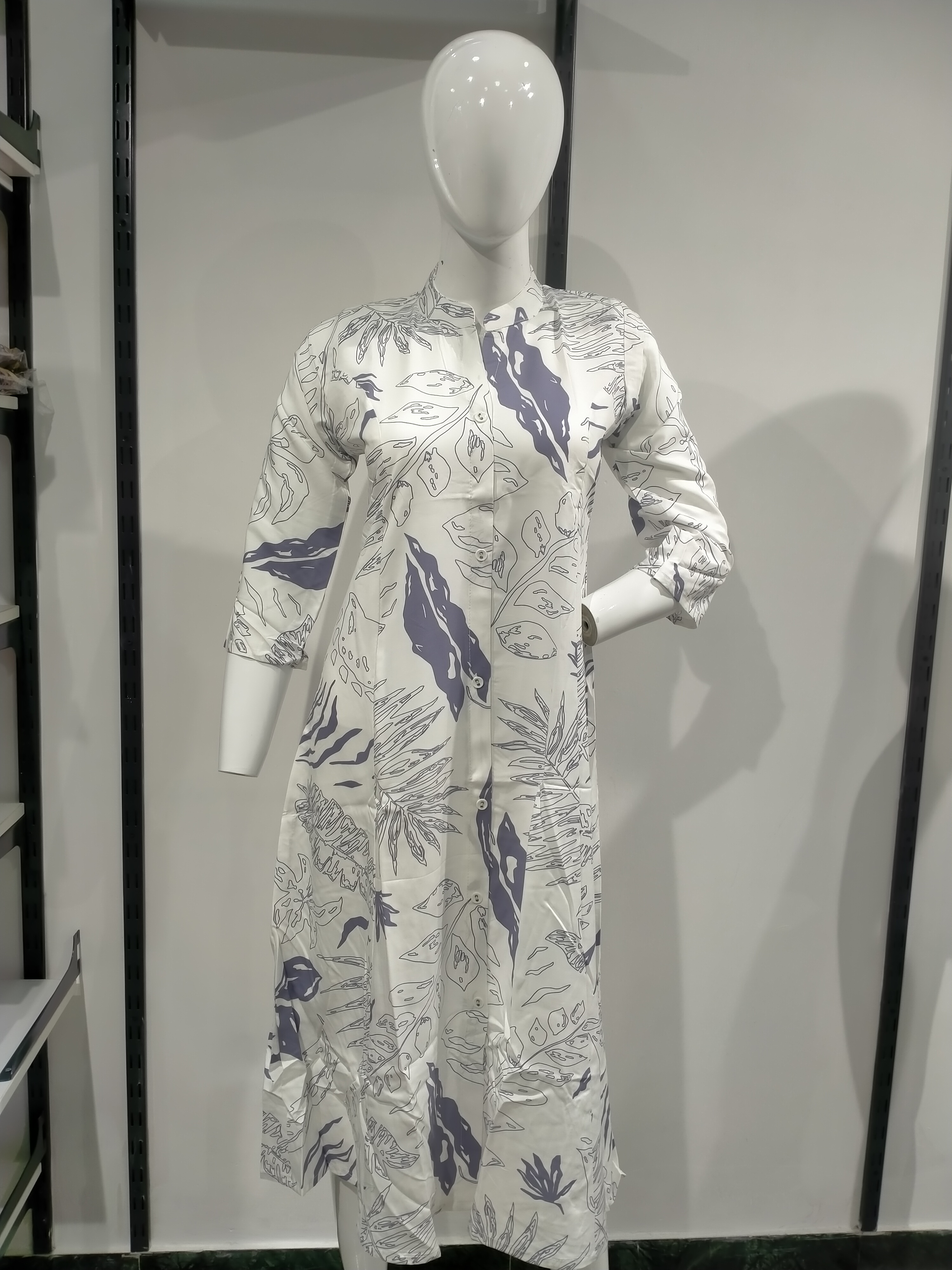 Lavender Monstera Printed Kurta Set