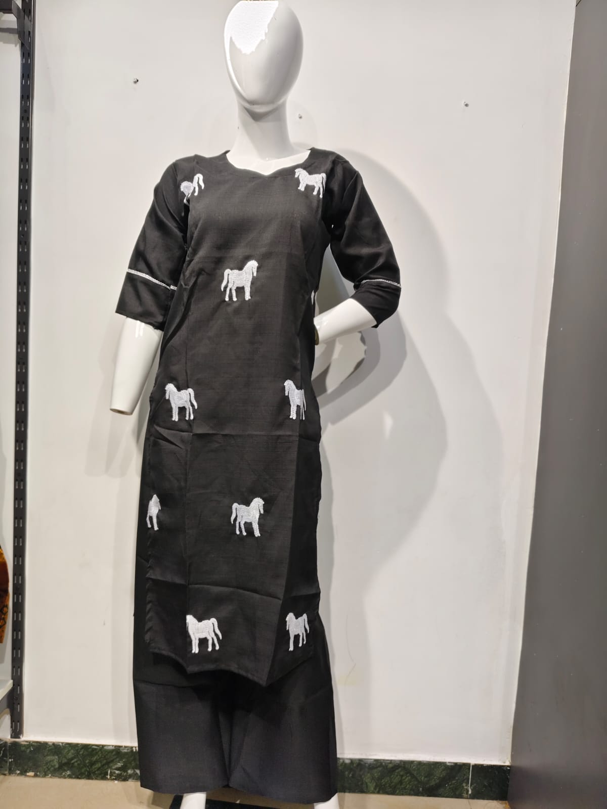 Black Horse Embroidered Co-Ord Set