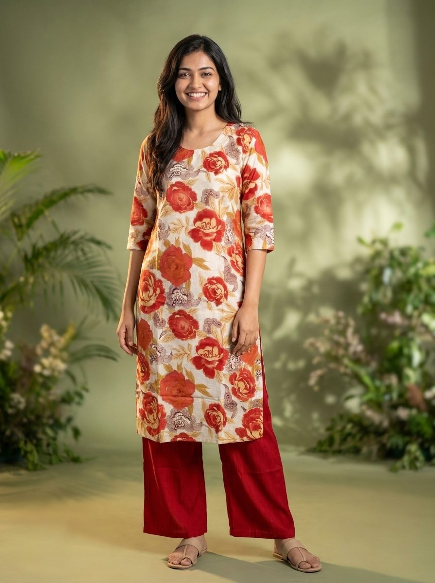 Floral Printed Kurta With Co-Ord Set