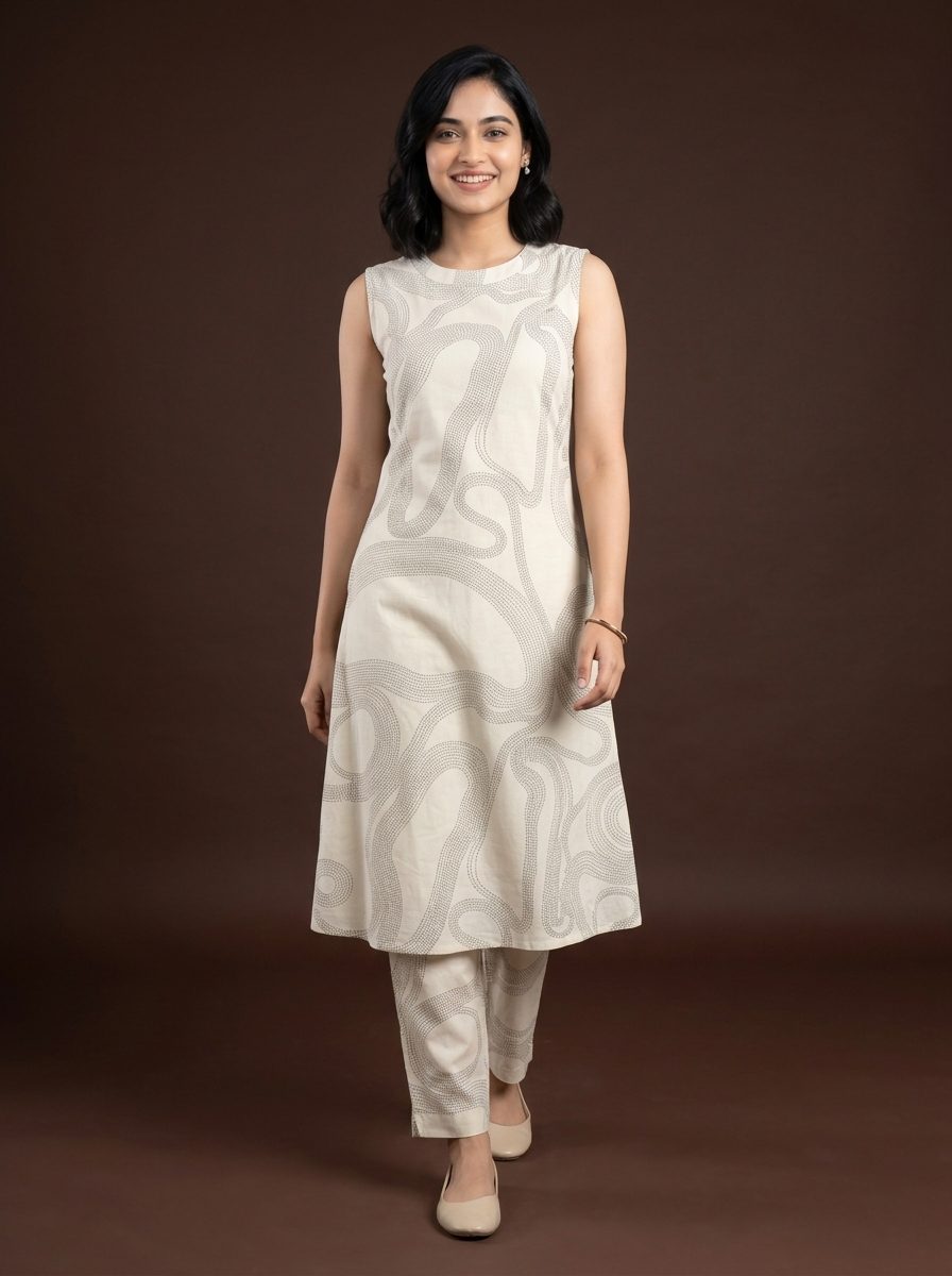 Dot Print High Neck Pattern