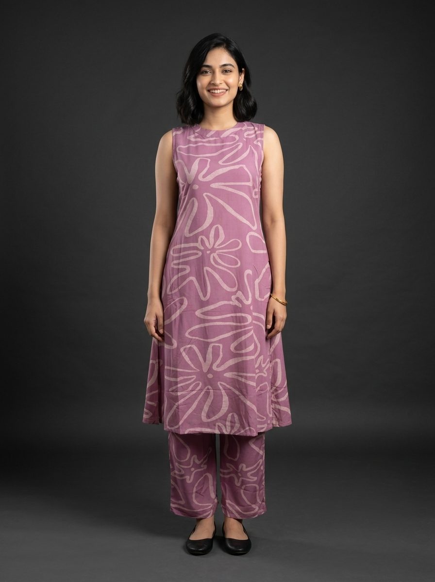 Wave Print High Neck Pattern