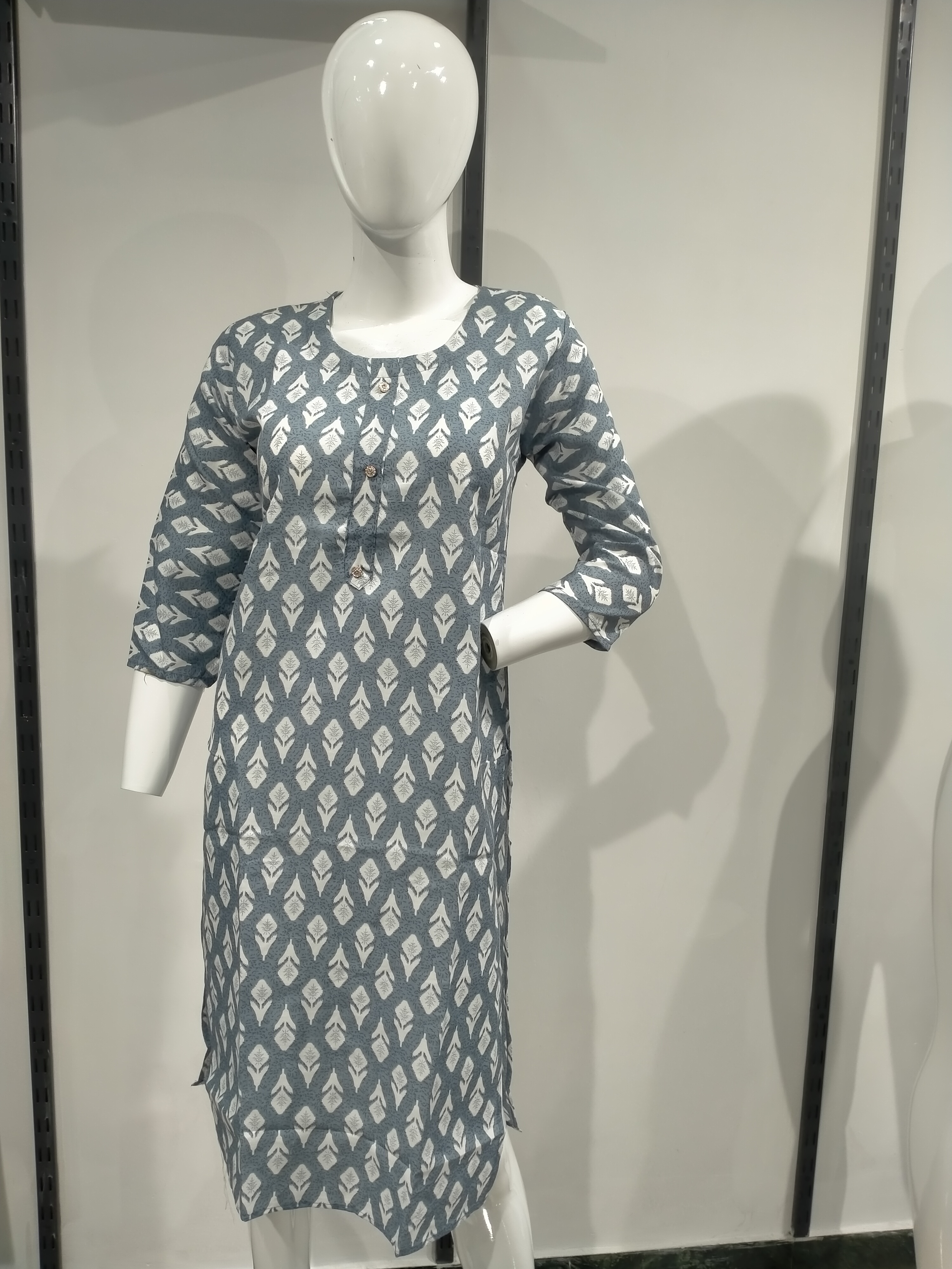Ikat Ash Diamond Kurta