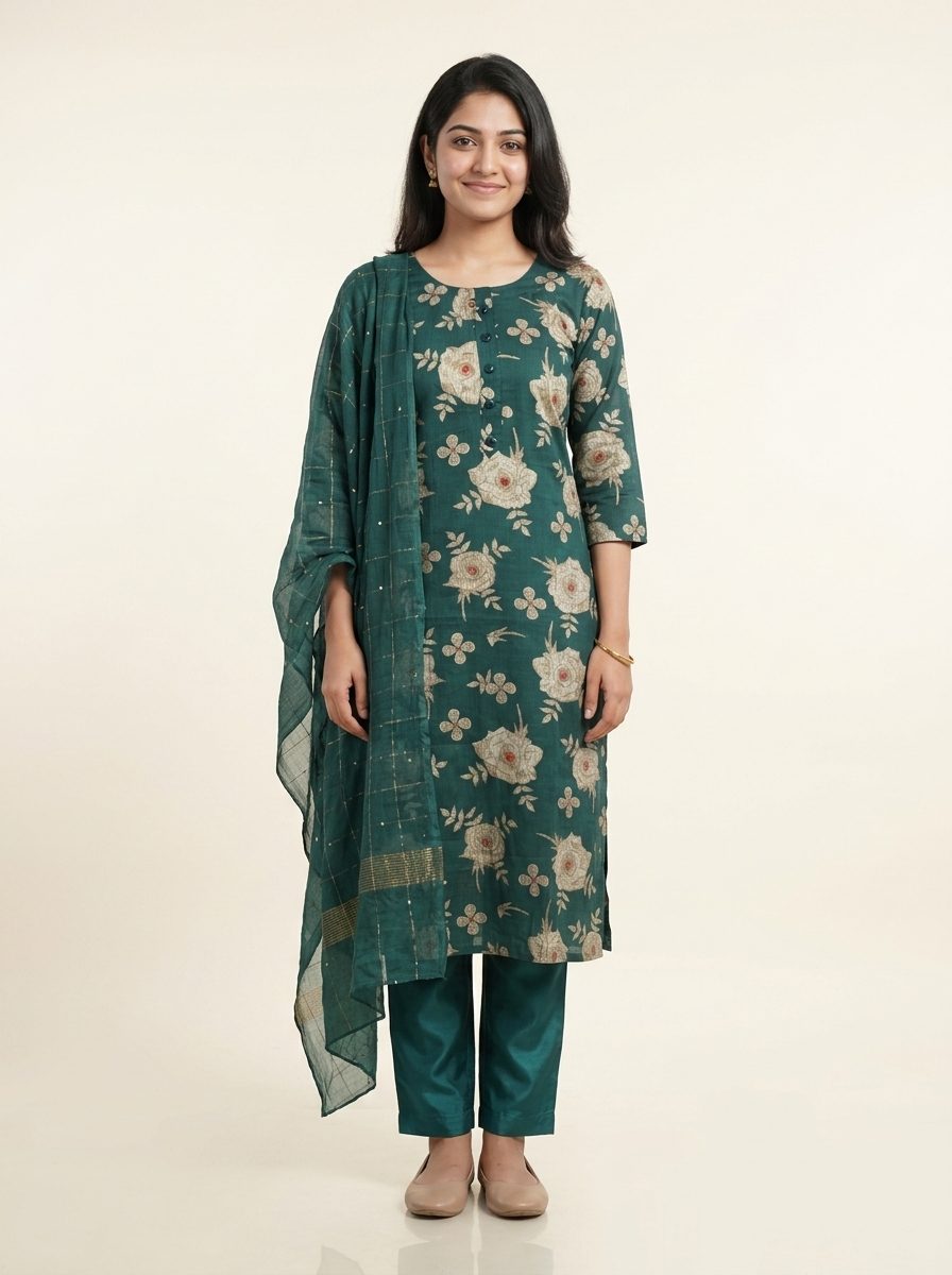 Teal Rose Shimmer Kurta