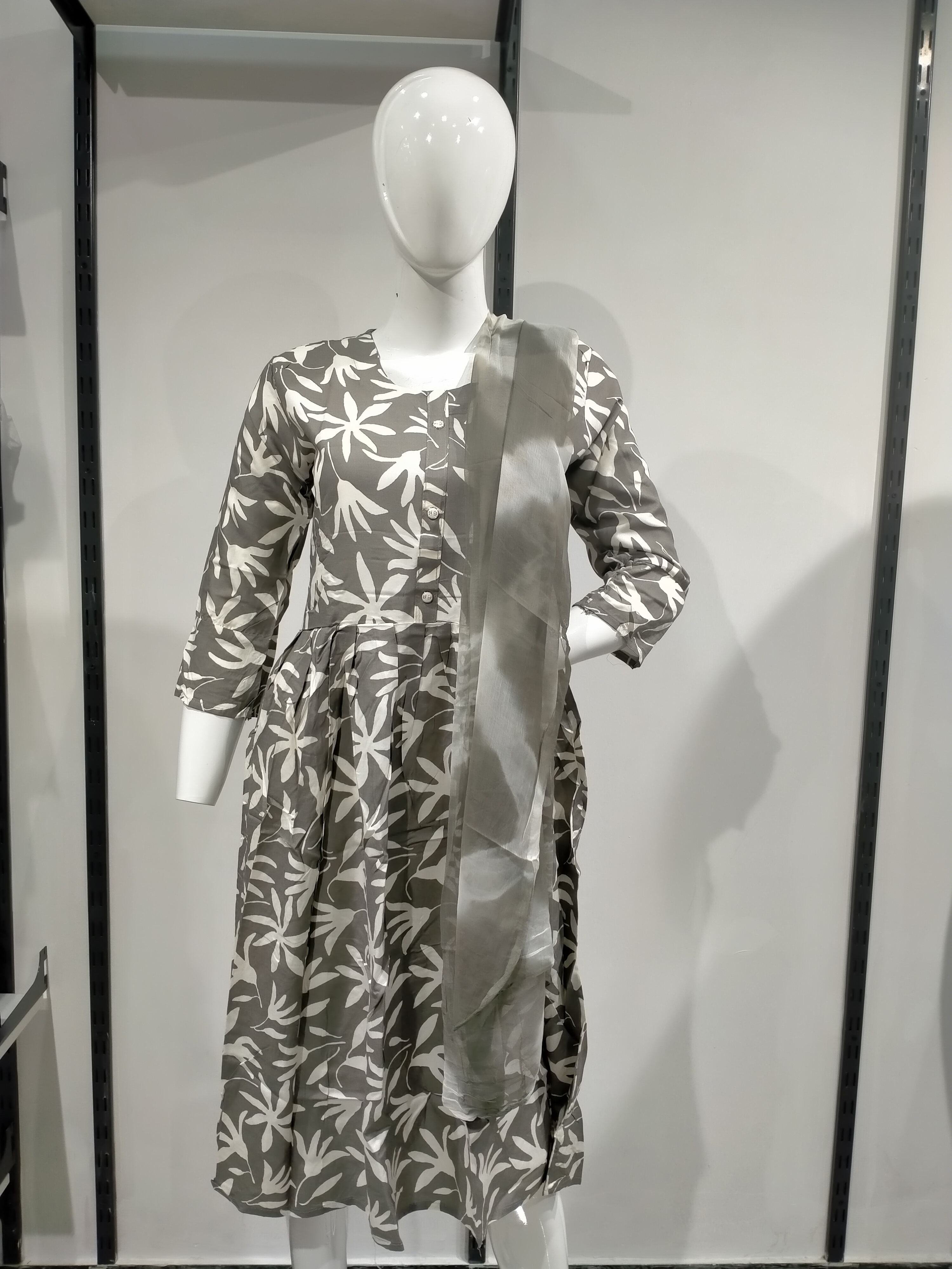 Taupe Lily Woods Kurta Set (A-Line)