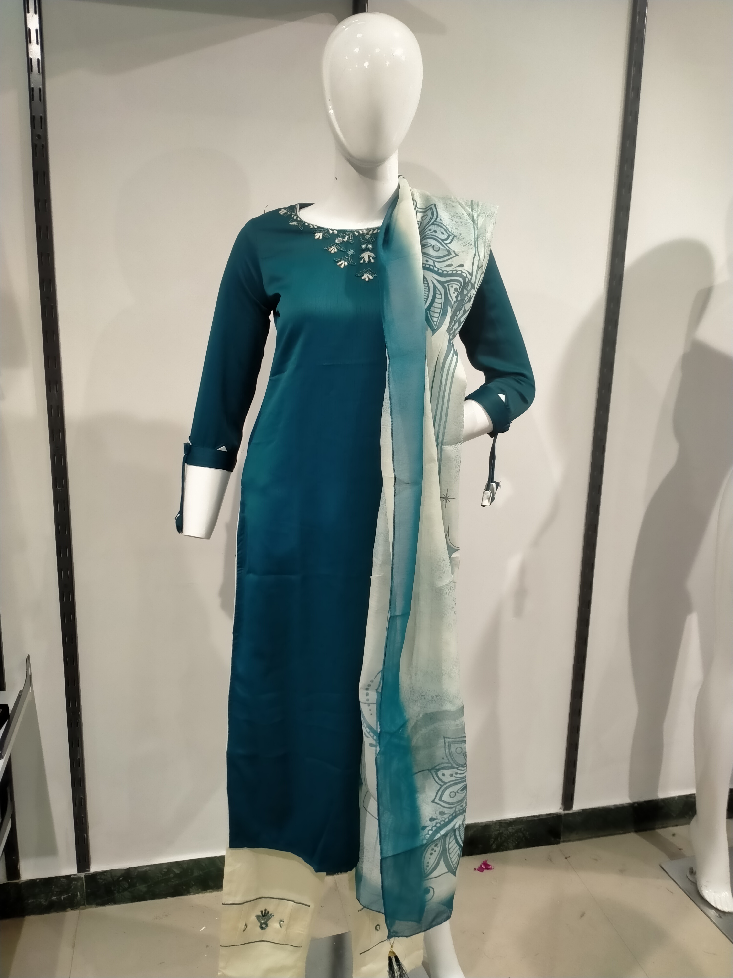 Teal Ocean Bloom Kurta Set