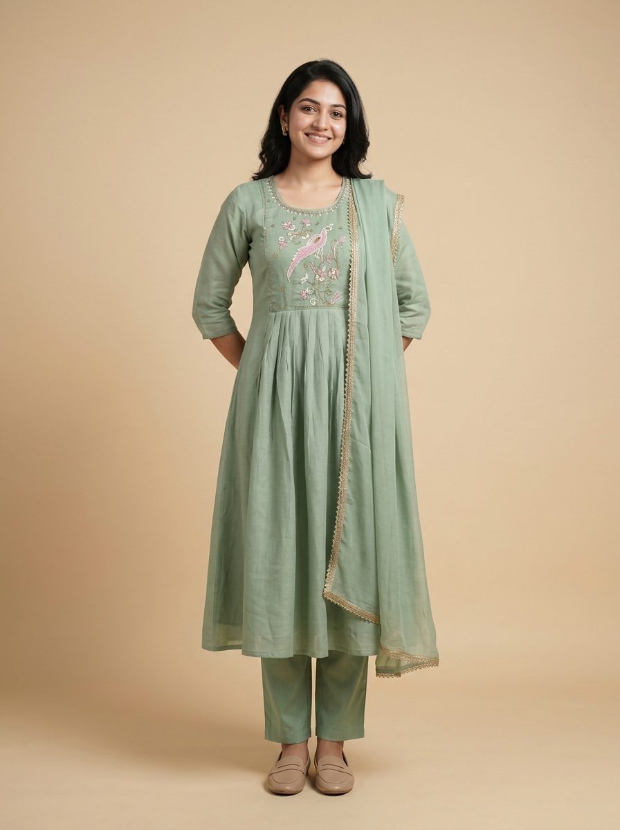 Pink Bird Blossom Kurta Set