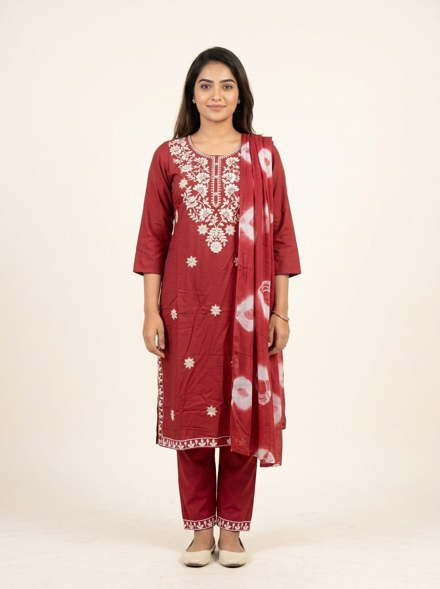 Chikankari Kurti Set With Pant