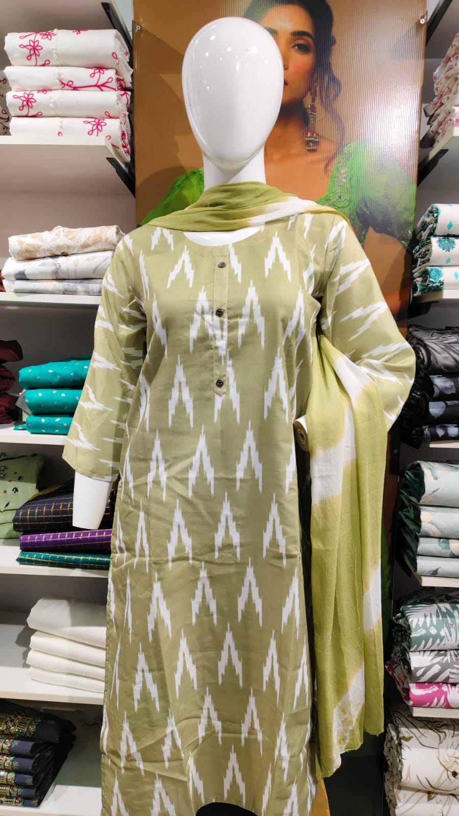 Cotton Ikat Kurti Set
