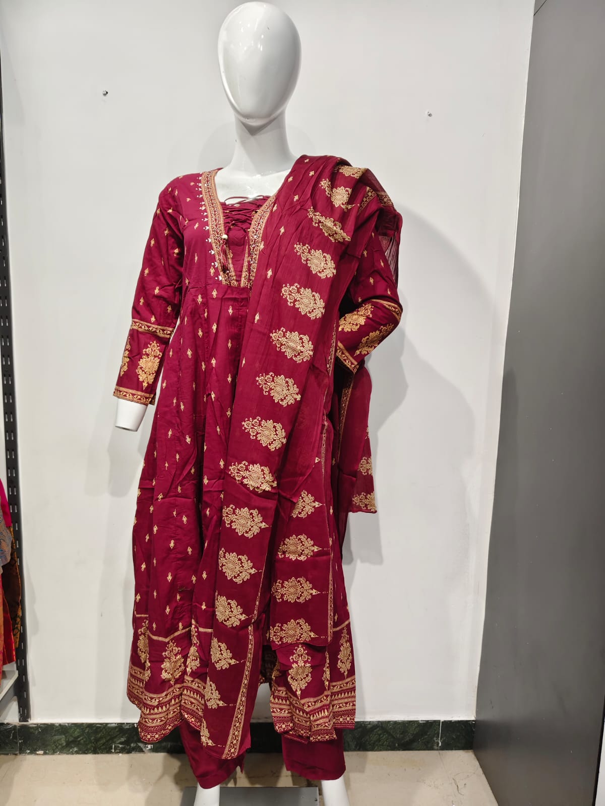 Royal Maroon Embroidered Kurta Set