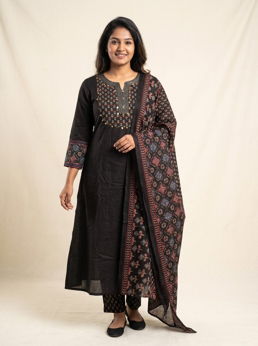 Classic Black Embroidered Kurta Set
