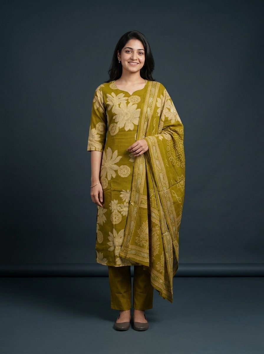 Royal Purple Floral Printed Kurta Set