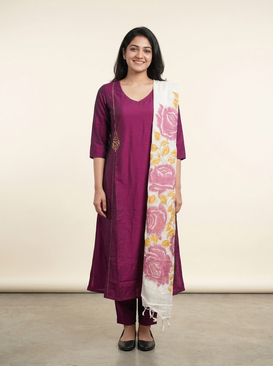 Silk Aline Kurti Set