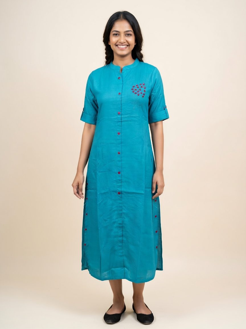 Aarohi Buttoned Embroided Kurti