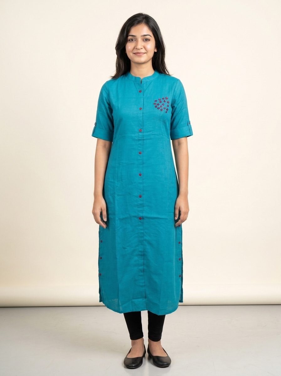 Aarohi Buttoned Embroided Kurti