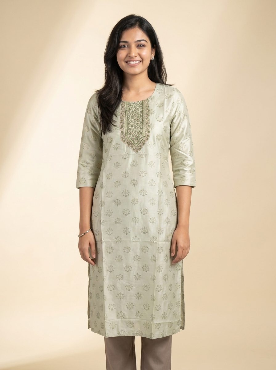 Aarohi Sage Bloom Sequin Kurta