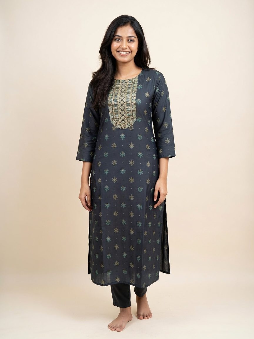 Aarohi Midnight Emerald Luxe Kurta
