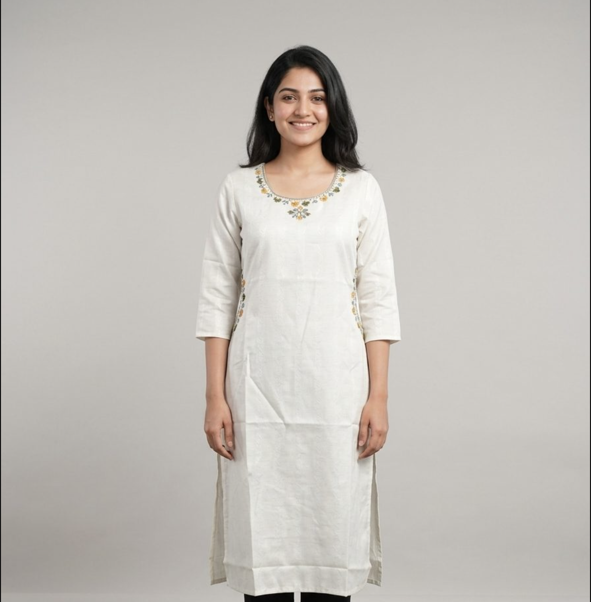 Aarohi White Multi-Color Embroidered Kurta