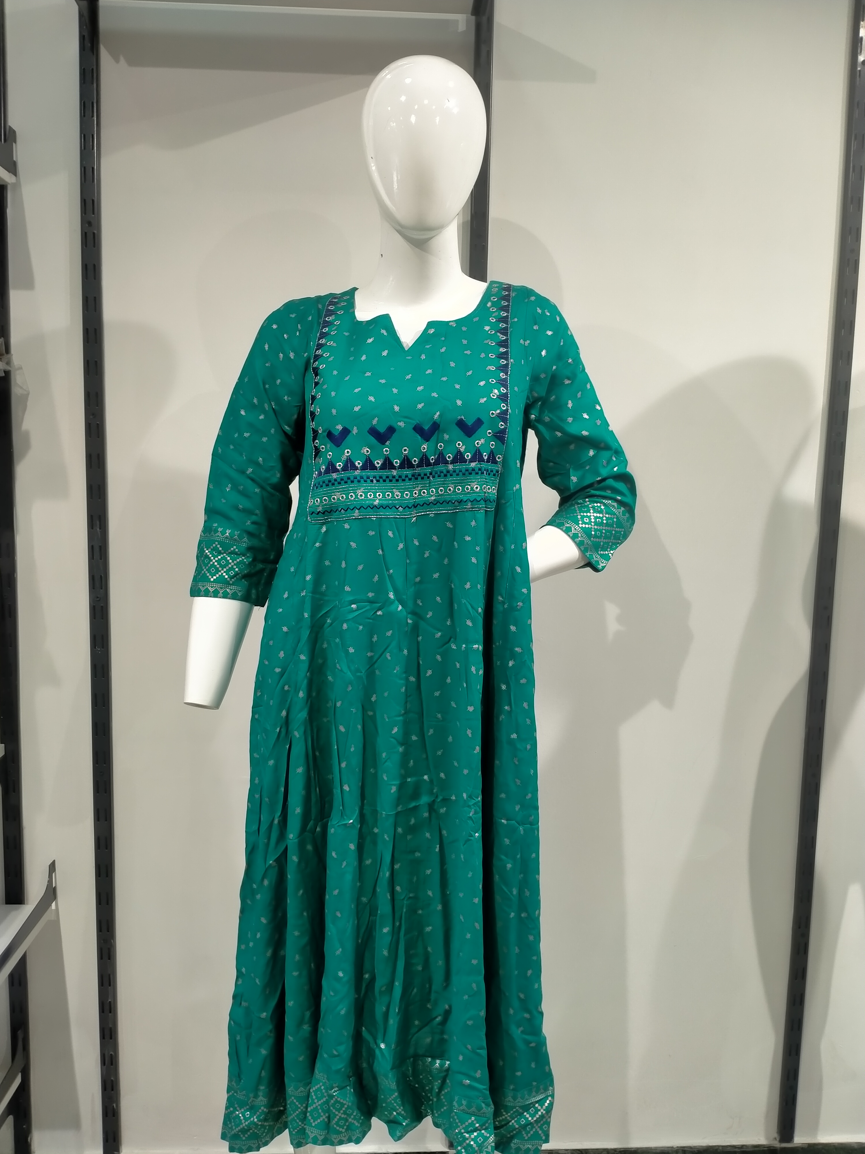 Aarohi Rama Green A Line Dress