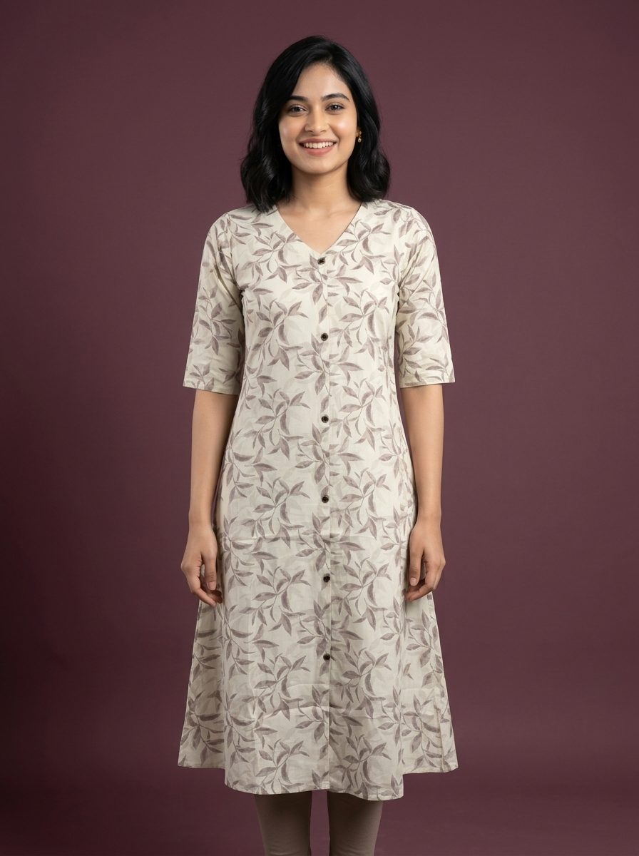 Leaf Whisper Kurta (A-Line)