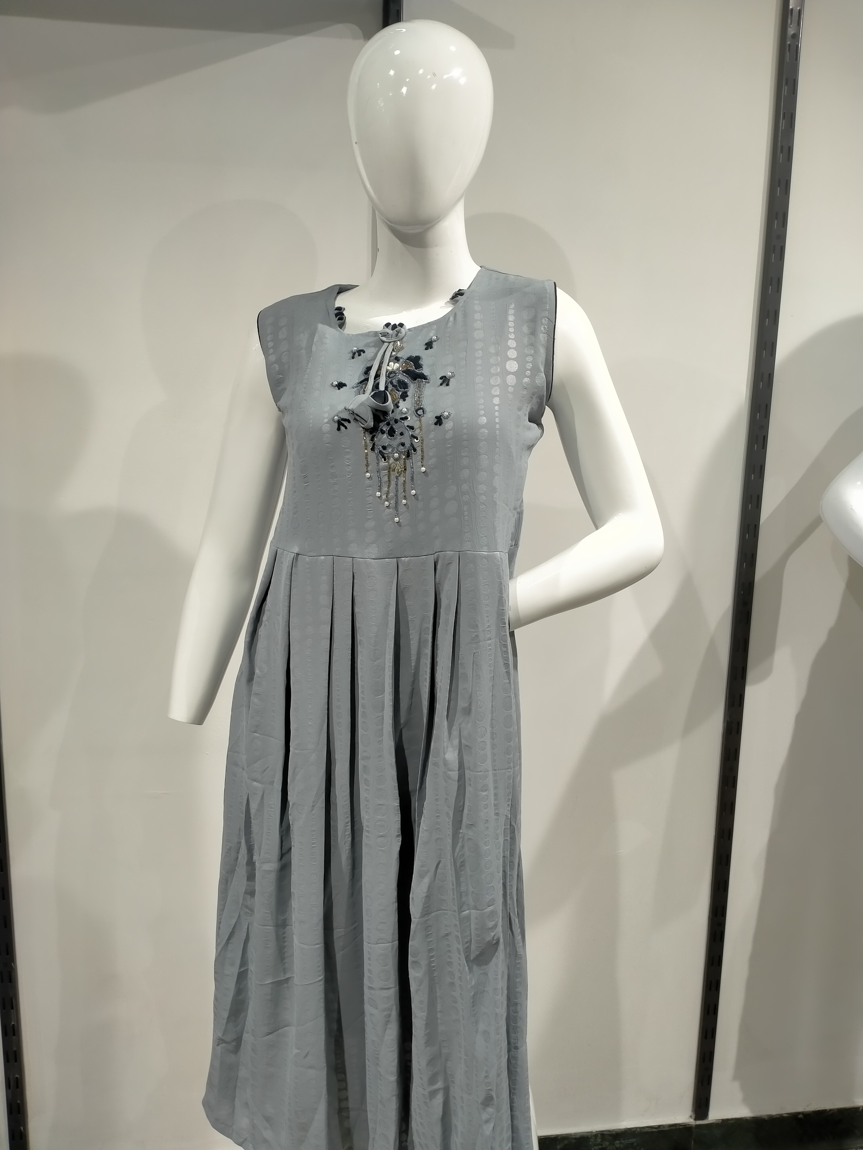 Gray Embroidered Kurta