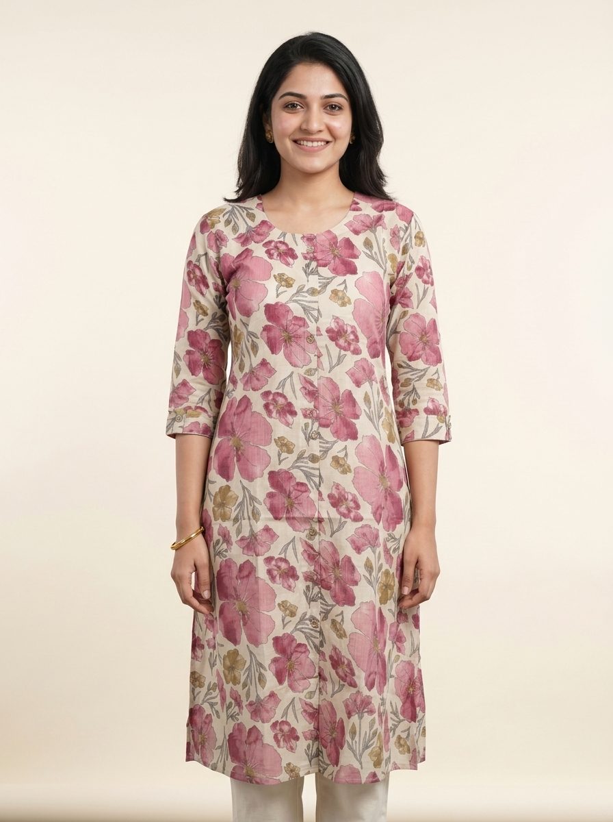 Pink Floral Kurta