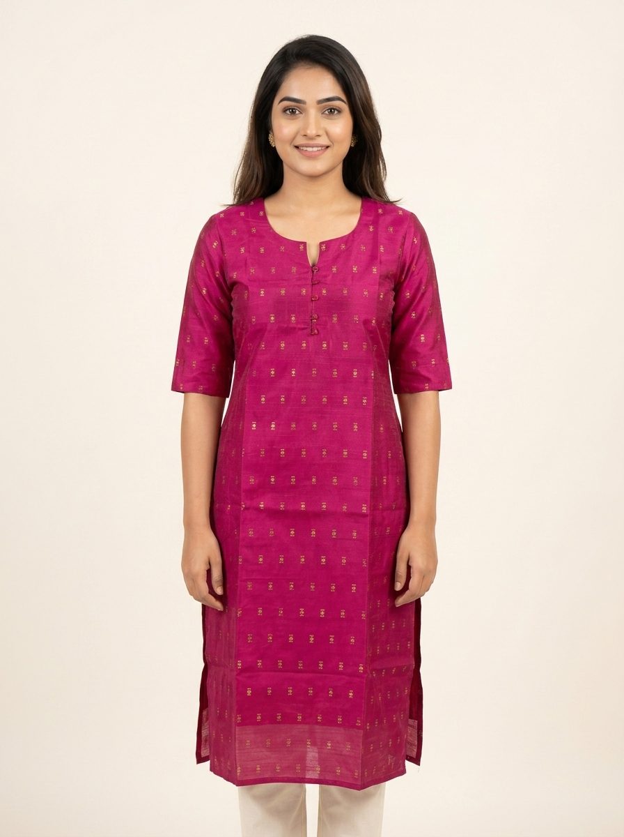 Golden Emb Pink Kurti
