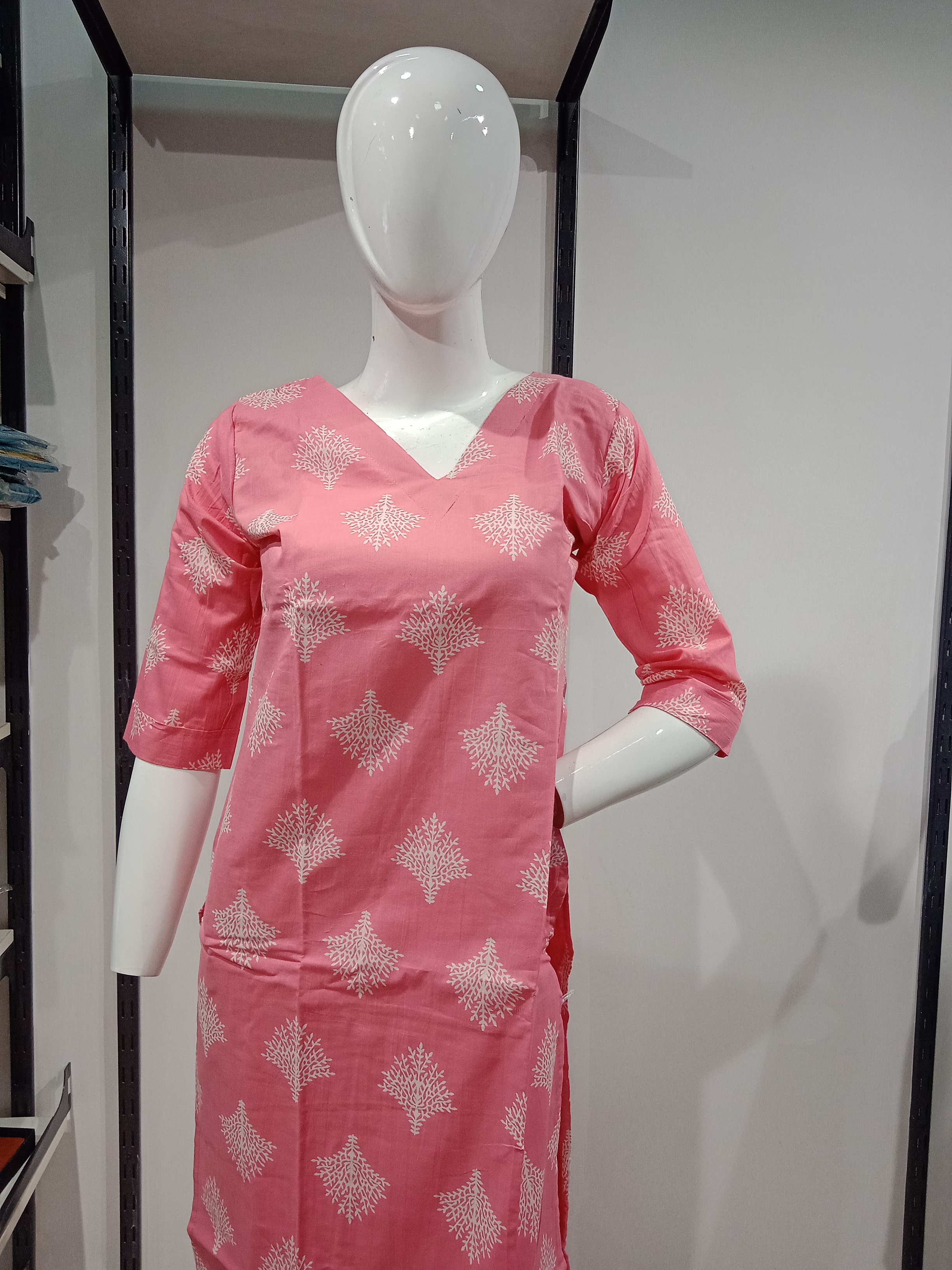 White Tree Block Print Kurtis