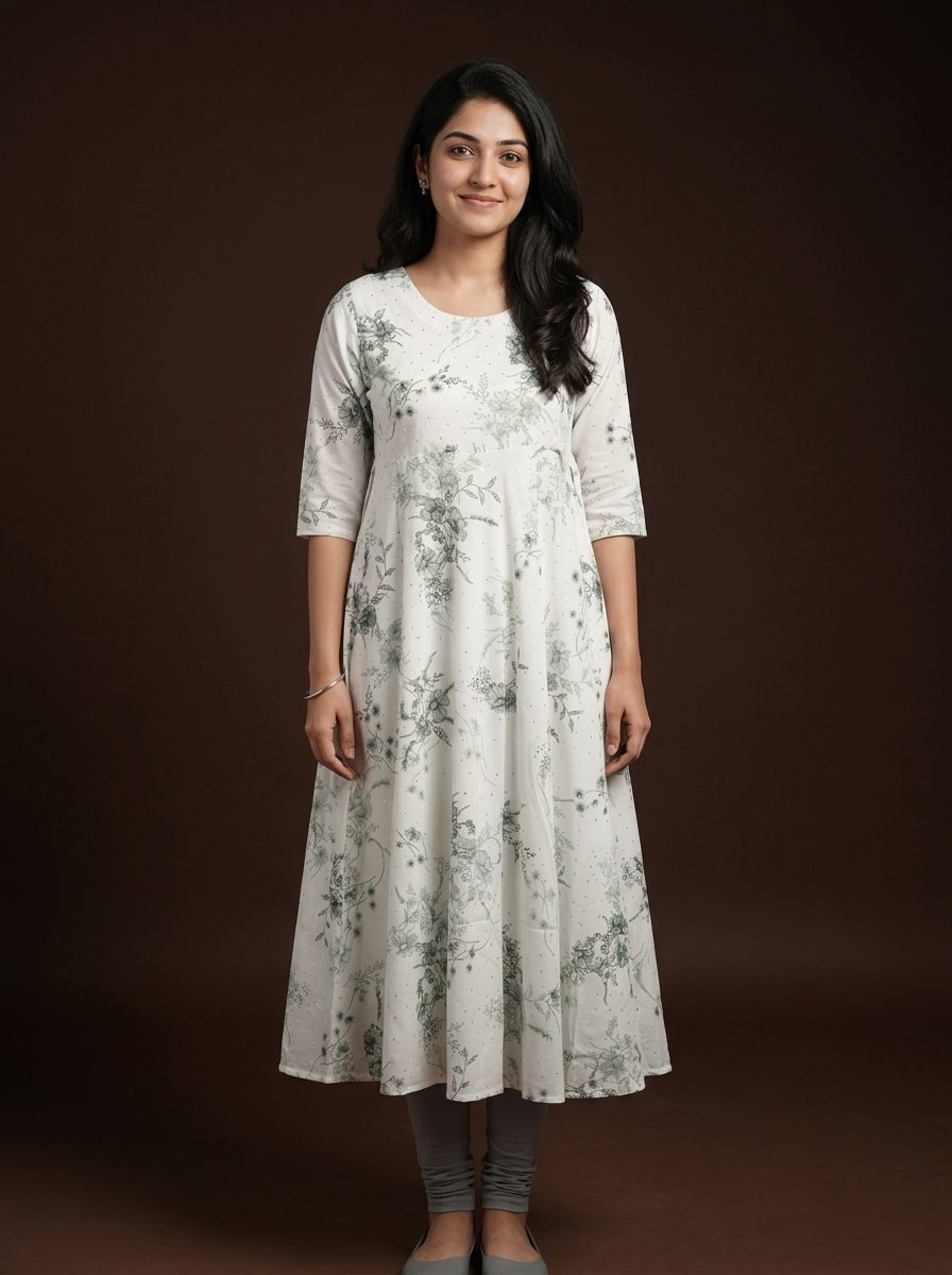 White Shadow Umberlla Kurti