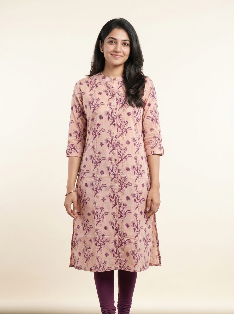 Berry Block Print Kurti