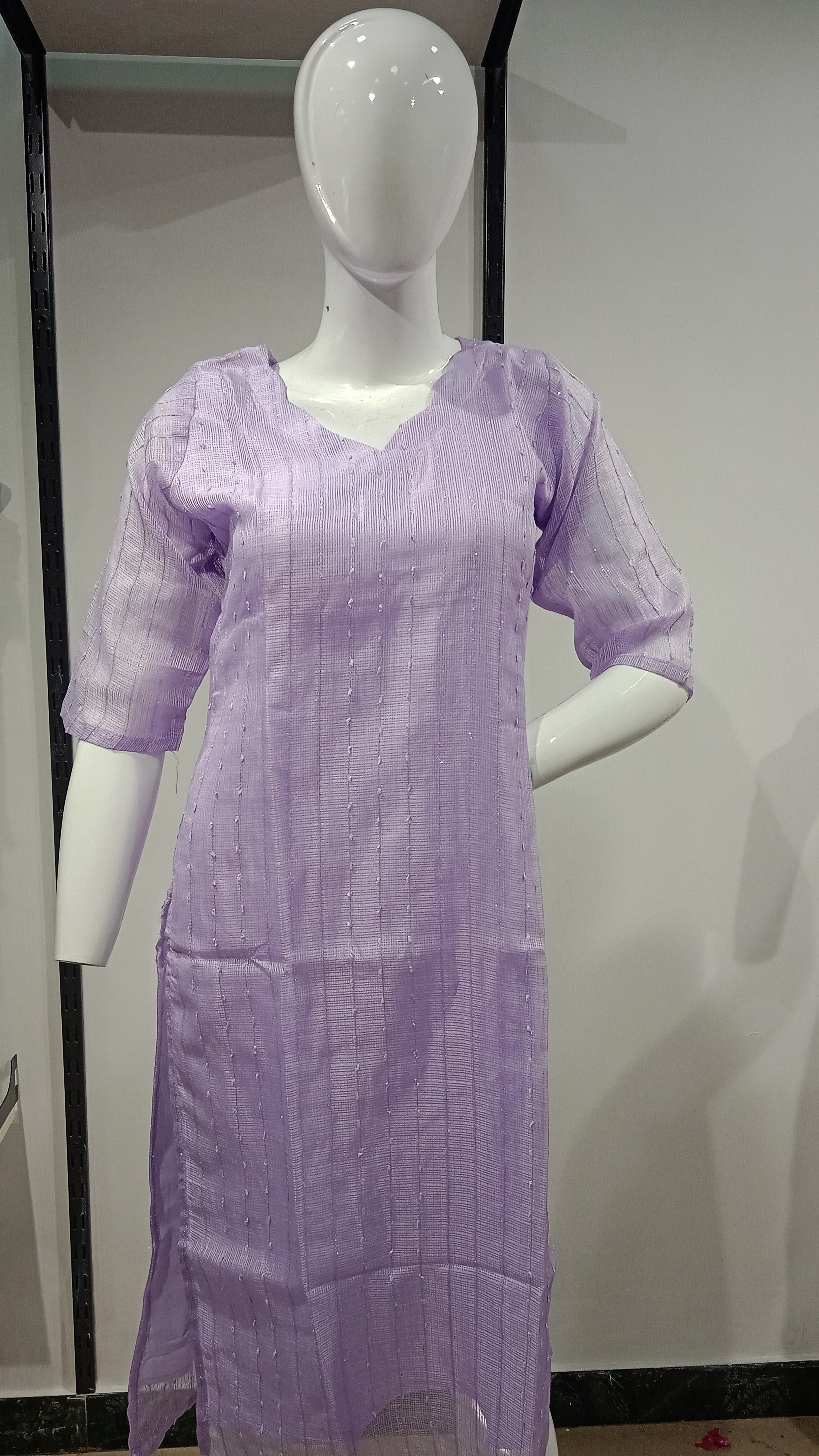 Foil Grid Elegance Kurti