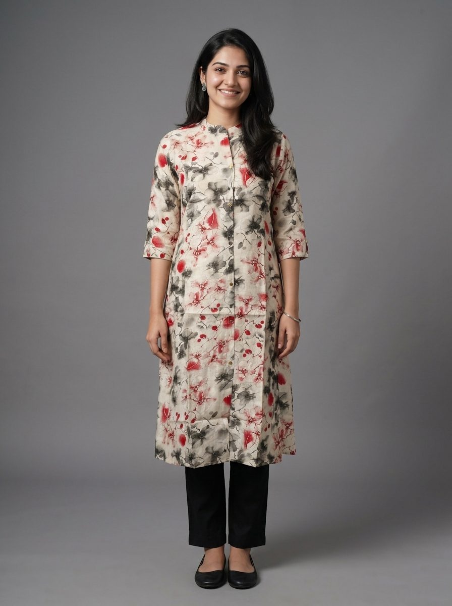 Floral Printed A-Line Kurti