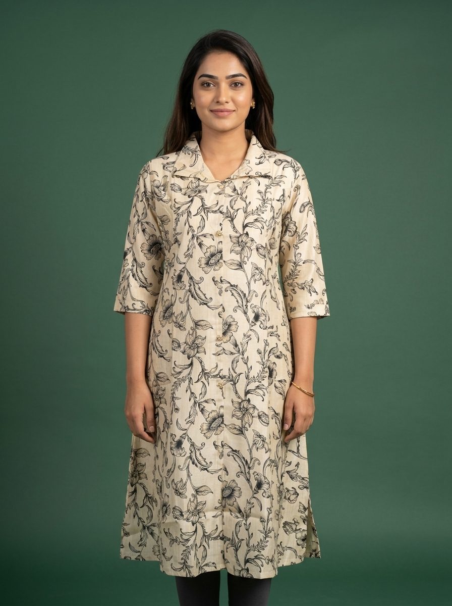 Collar Neck Printed Aline Kurti